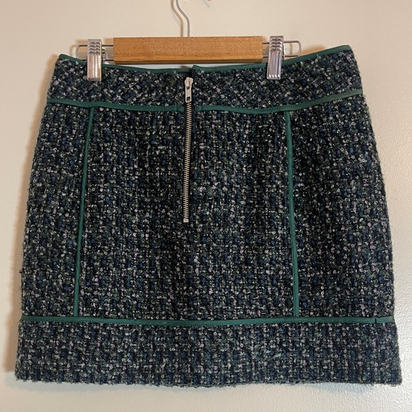 J. Crew Mini Skirt Womens 0 Green Wool Blend Mod Boucle Dark Academia Preppy - Picture 5 of 8